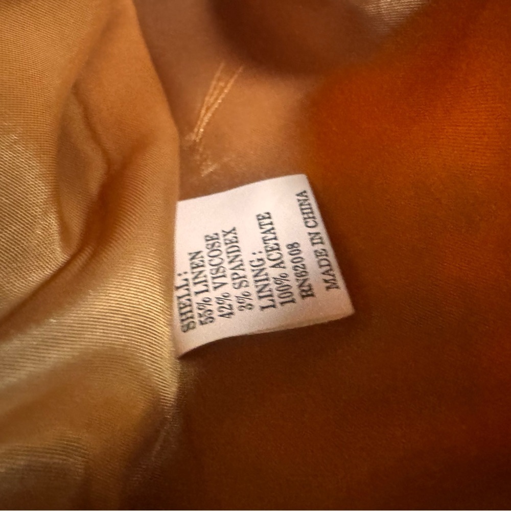 Lena Gabrielle Linen Blend Camel Short Sleeve Blazer Jacket - Picture 7 of 7